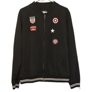 Marvel‎ Captain America Bomber Jacket Patch Embellished Black Mens Large